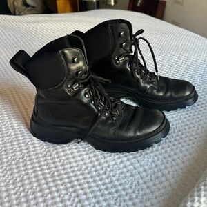 Prada Combat Boots - Black Leather Lace Up